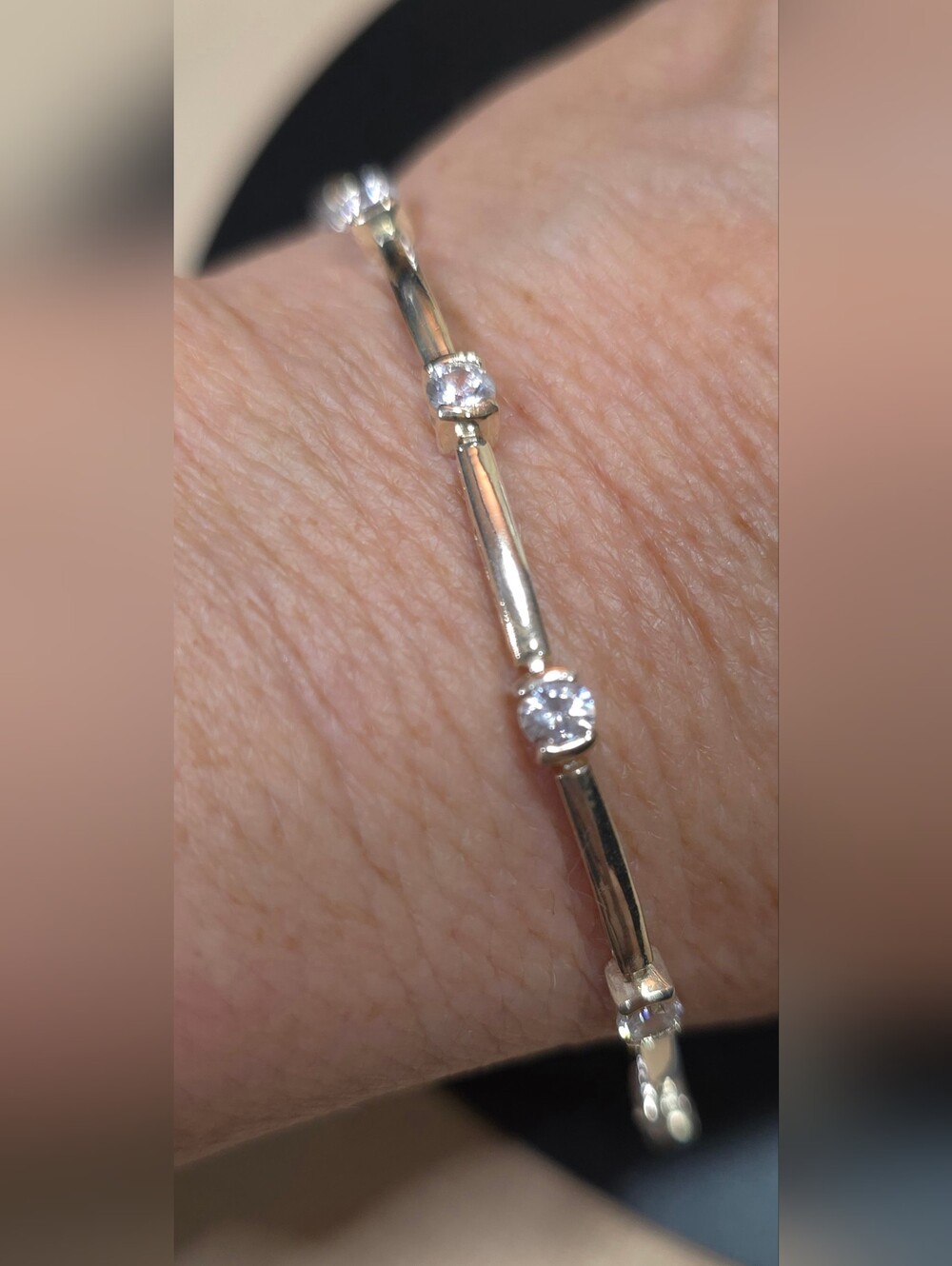 DIAMOND CZ TENNIS BRACELET 925 STERLING SILVER 7.5 IN